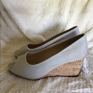 Peep toe Beige wedge - like new!